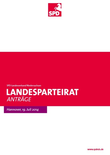 Deckblatt Antragsbuch Landesparteirat